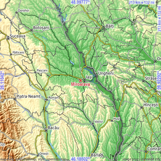 Topographic map of Miroslava