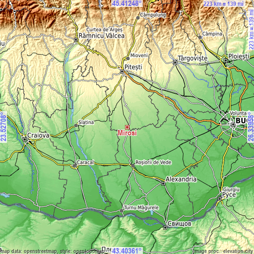 Topographic map of Miroşi