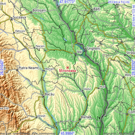 Topographic map of Mironeasa