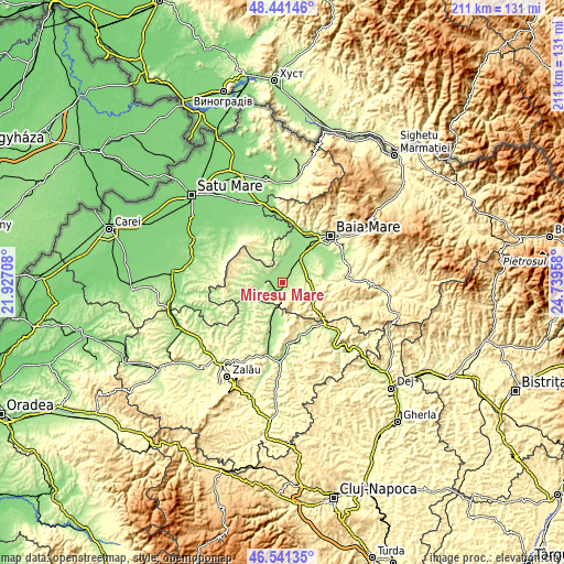 Topographic map of Mireşu Mare