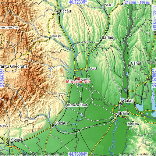 Topographic map of Mirceștii Noi