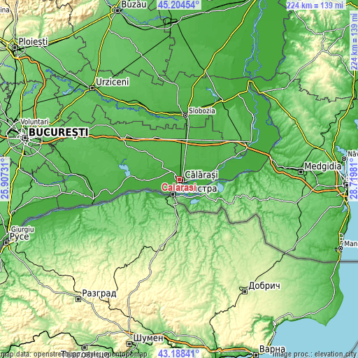 Topographic map of Călăraşi