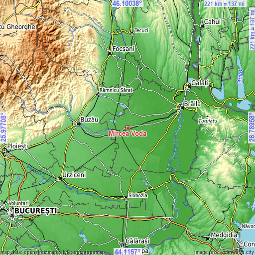 Topographic map of Mircea Vodă