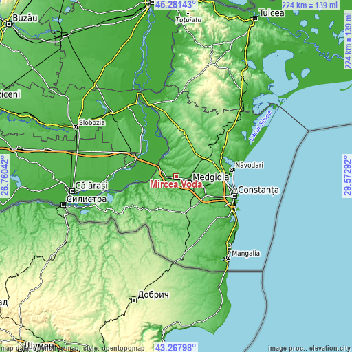 Topographic map of Mircea Vodă