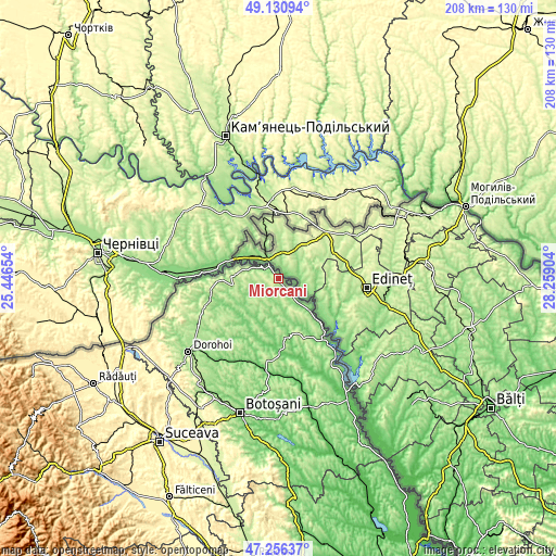 Topographic map of Miorcani