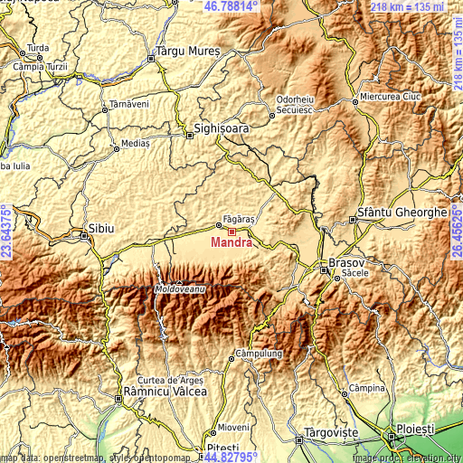 Topographic map of Mândra