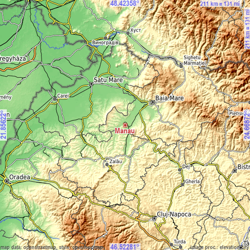 Topographic map of Mânău