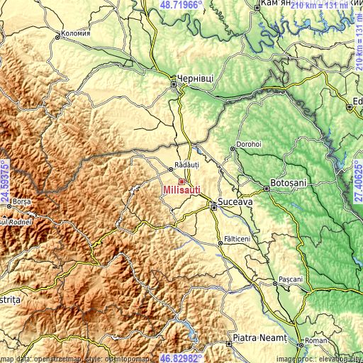 Topographic map of Milişăuţi