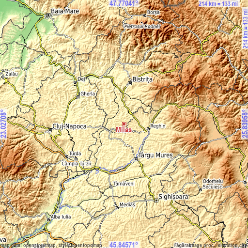 Topographic map of Milaş