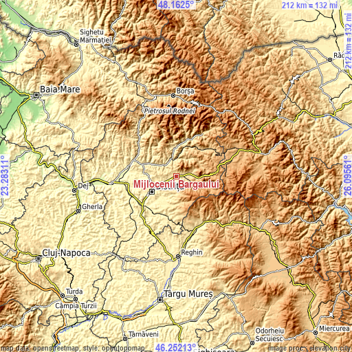 Topographic map of Mijlocenii Bârgăului