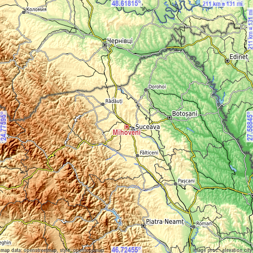 Topographic map of Mihoveni
