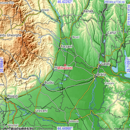 Topographic map of Mihălceni