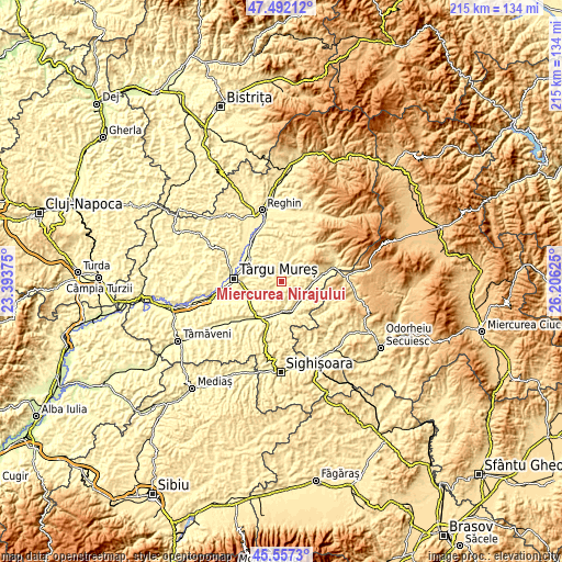 Topographic map of Miercurea Nirajului