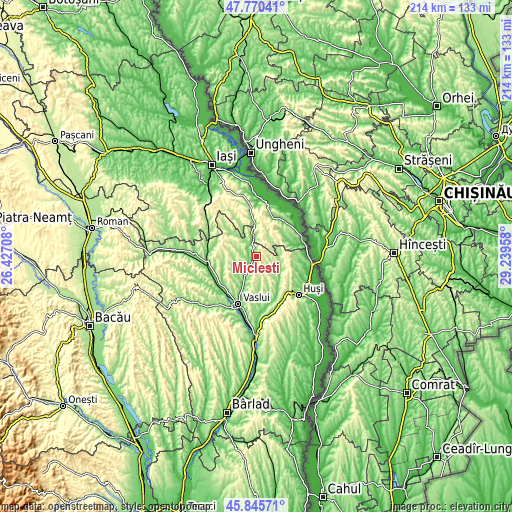 Topographic map of Micleşti