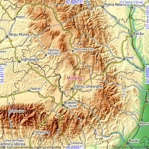 Topographic map of Micfalău
