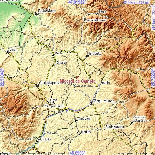 Topographic map of Miceştii de Câmpie