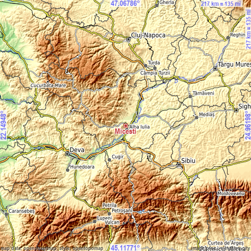 Topographic map of Micești