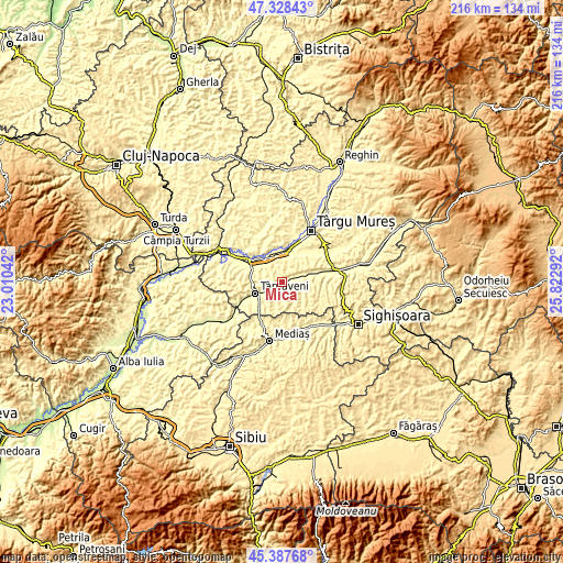 Topographic map of Mica