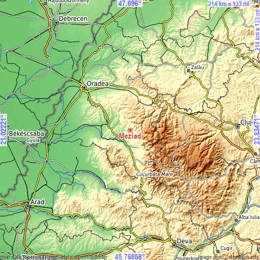 Topographic map of Meziad