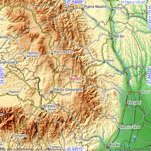 Topographic map of Mereni
