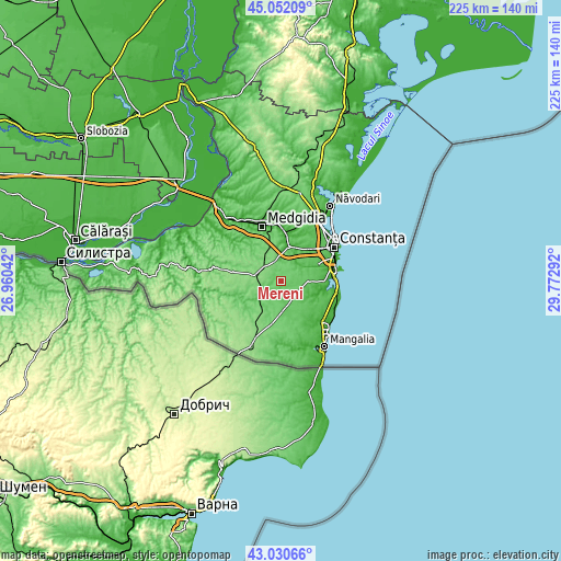 Topographic map of Mereni