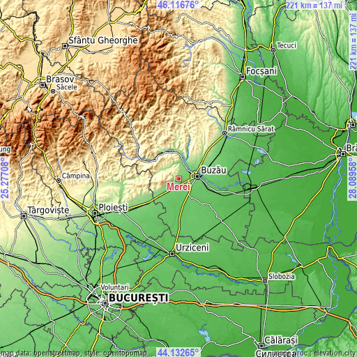 Topographic map of Merei