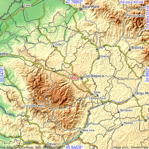 Topographic map of Mera