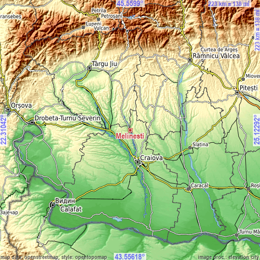 Topographic map of Melineşti