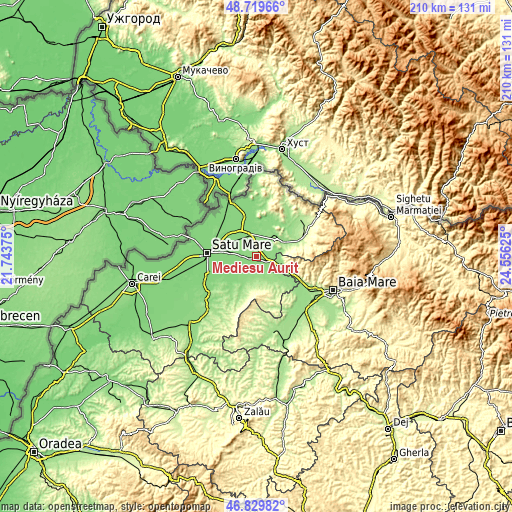 Topographic map of Medieşu Aurit