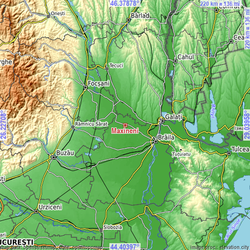 Topographic map of Măxineni