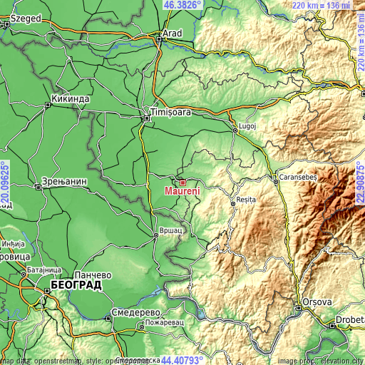 Topographic map of Măureni