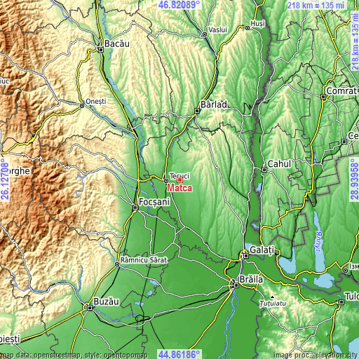 Topographic map of Matca