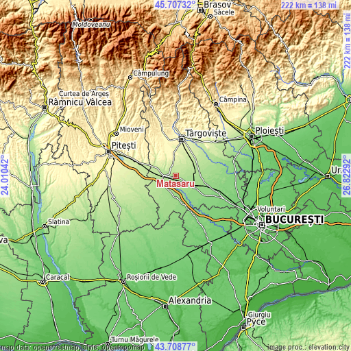 Topographic map of Mătăsaru