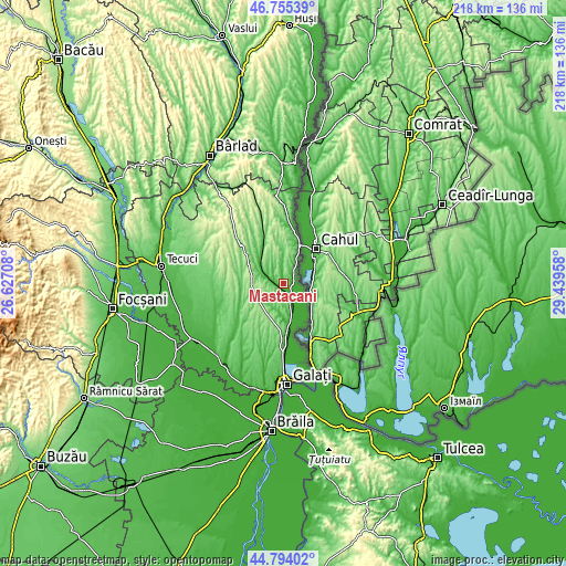 Topographic map of Măstăcani