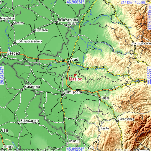 Topographic map of Maşloc