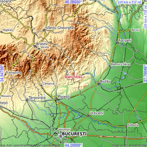 Topographic map of Mărunțișu