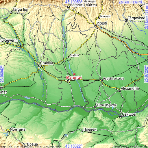 Topographic map of Mărunţei