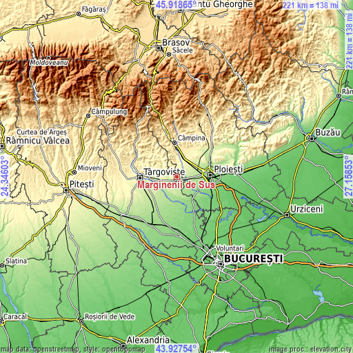 Topographic map of Mărginenii de Sus