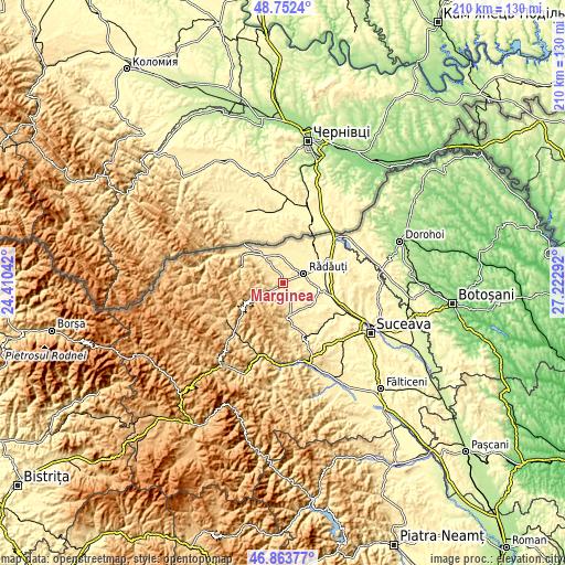 Topographic map of Marginea