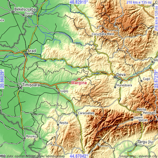 Topographic map of Margina