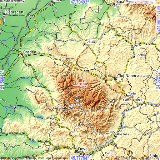 Topographic map of Mărgău