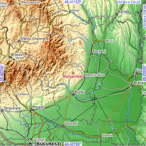 Topographic map of Mărgăriteşti