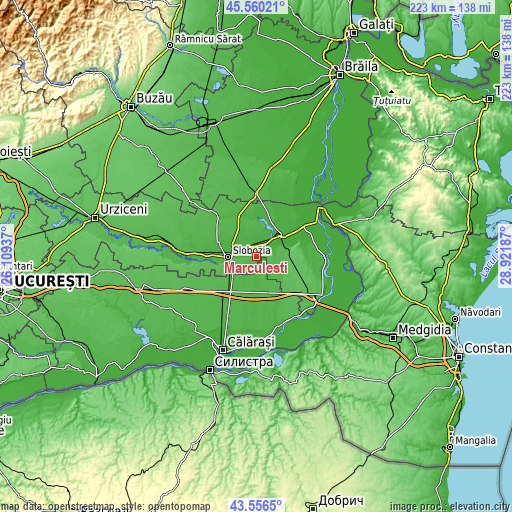 Topographic map of Mărculești