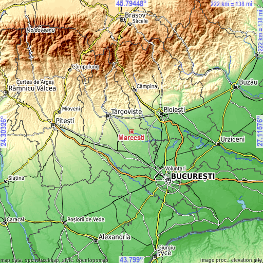 Topographic map of Mărcești