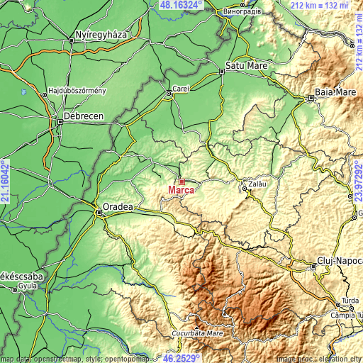 Topographic map of Marca