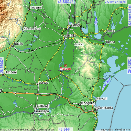 Topographic map of Măraşu