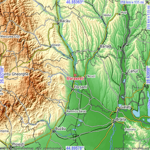 Topographic map of Mărășești