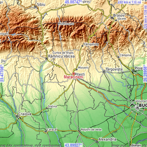Topographic map of Mărăcineni