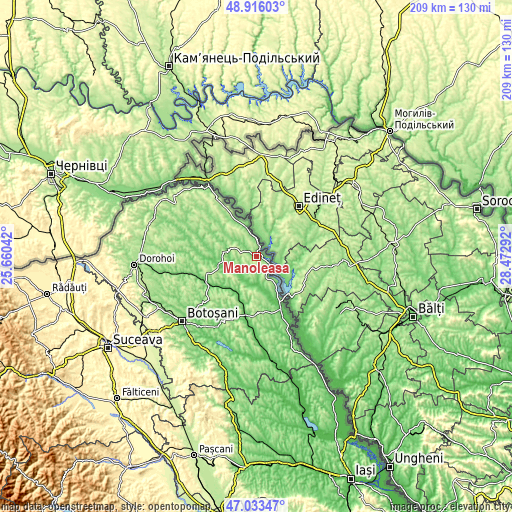 Topographic map of Manoleasa