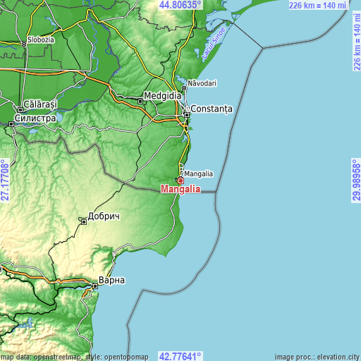 Topographic map of Mangalia